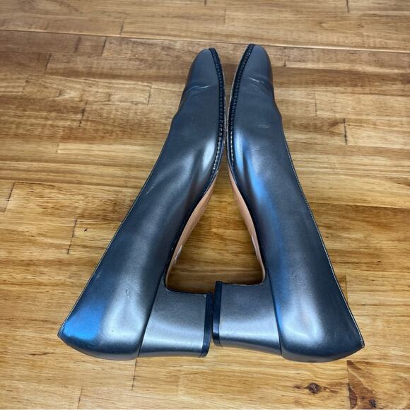 Salvatore Ferragamo Vintage Silver Square Toe Block Heels Size 8.5 - Picture 7 of 7